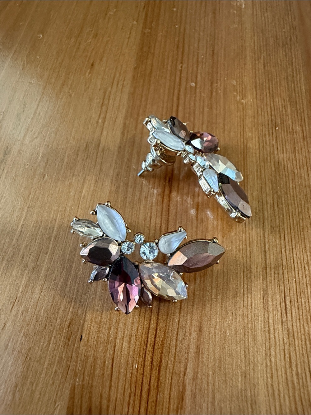 Olive & Piper Crystal Cluster Drop Earrings in Burgundy and Champagne